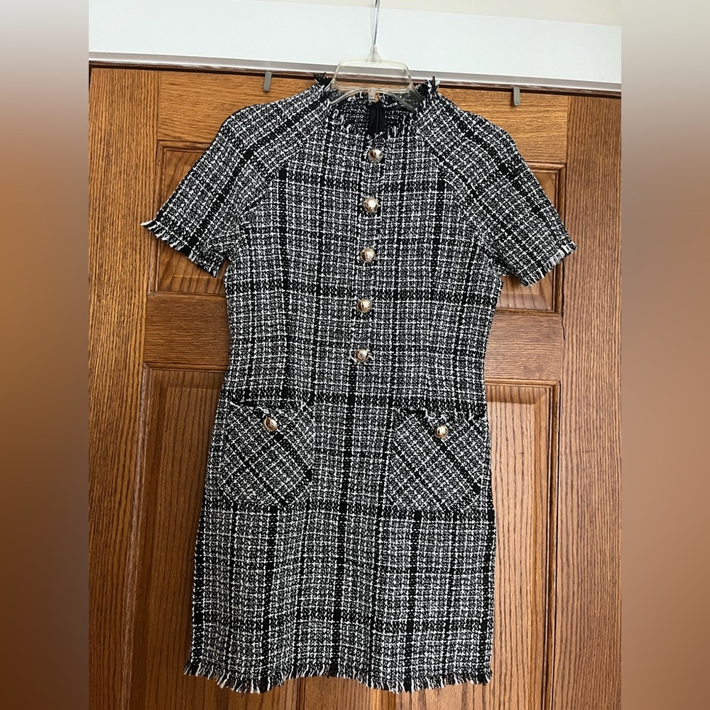NWOT SHEIN tweed black and white dress